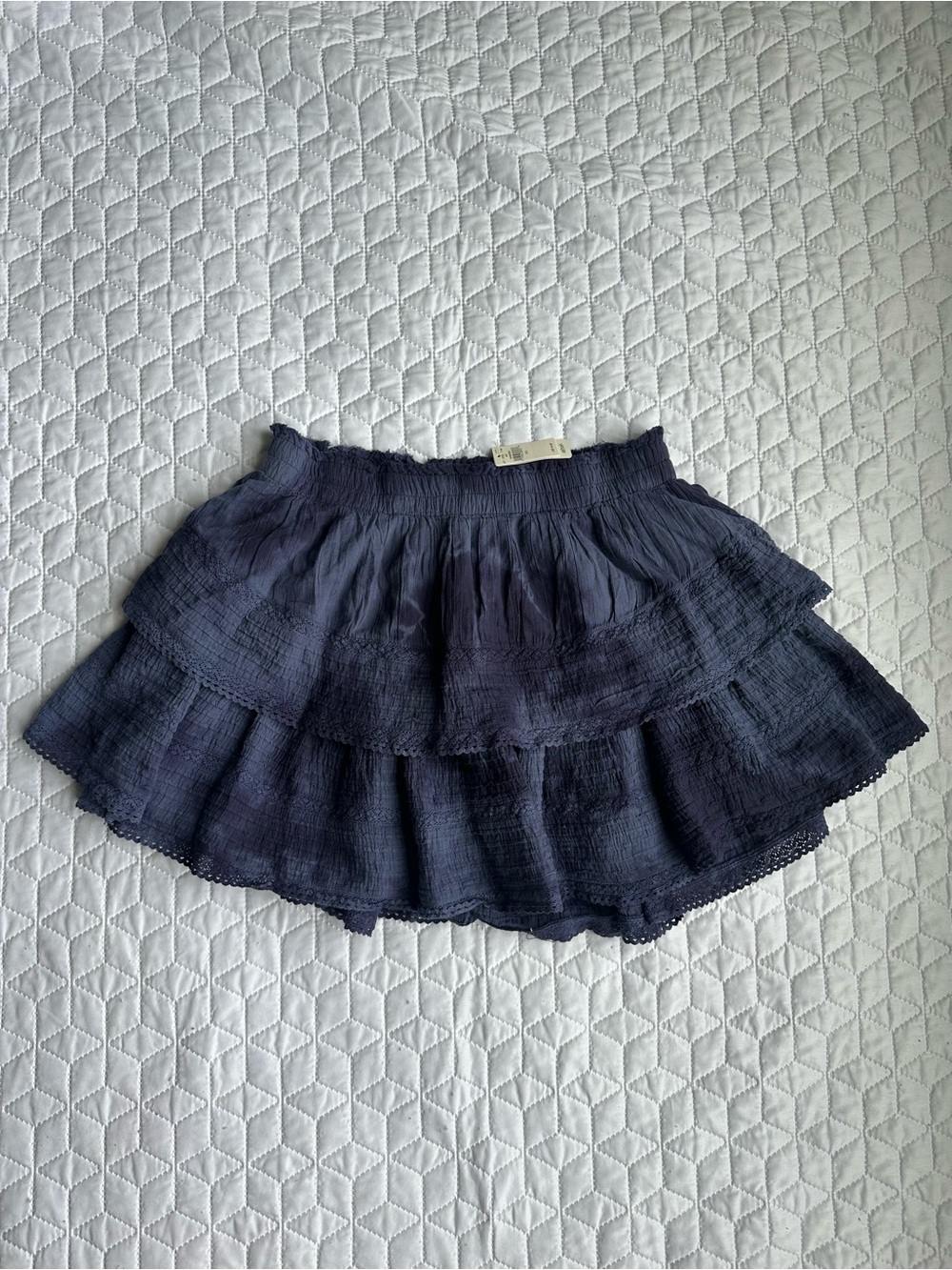 aerie Navy Tiered Ruffle Skater Skirt